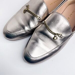 COACH Loafers Metallic Leather Size 10